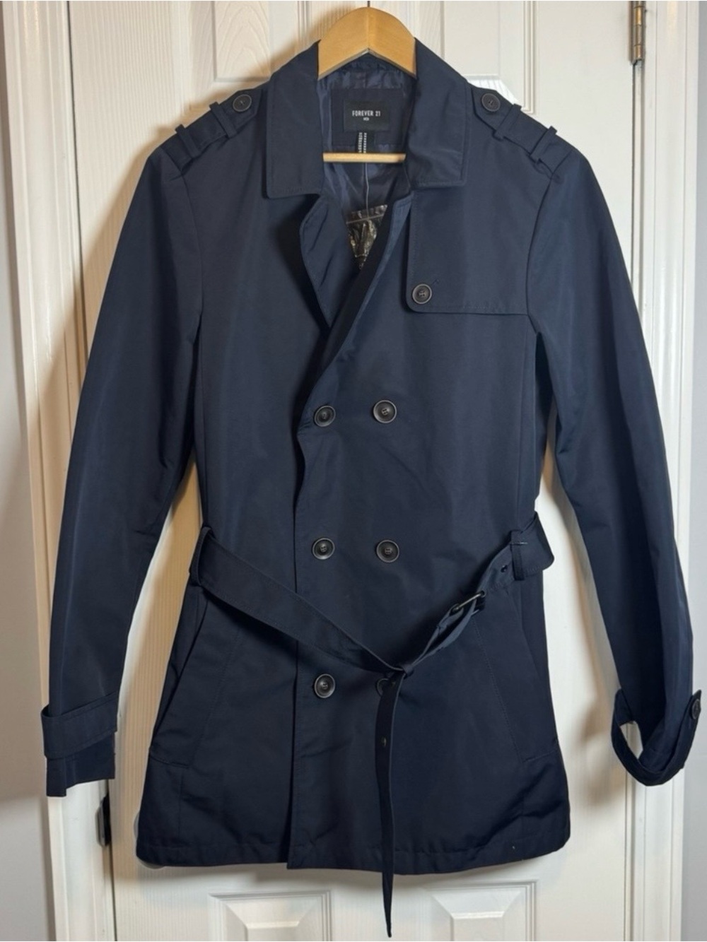 Men’s Navy Double-Breasted Trench Coat | Medium